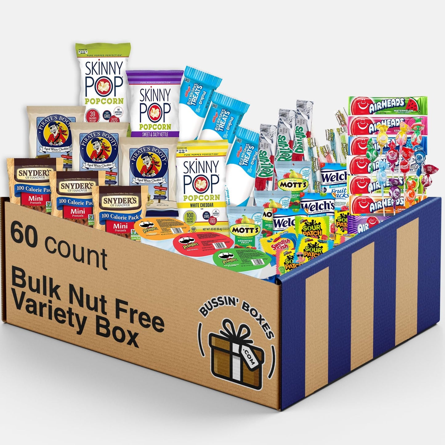 Peanut Free Snacks for Kids Snack Box (60 Count) by Bussin Boxes