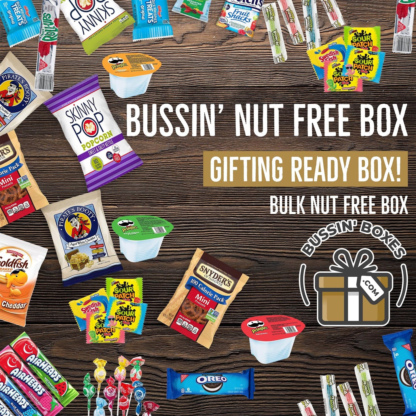 Peanut Free Snacks for Kids Snack Box (60 Count) by Bussin Boxes