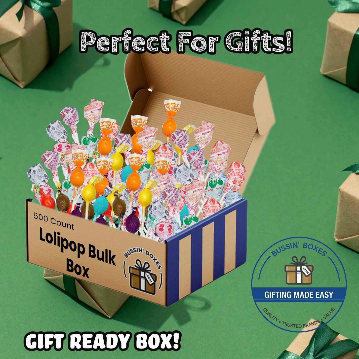 Lollipops Individually Wrapped – 500 Count Bulk Suckers Variety Pack – Assorted Mini Pops for Candy Bowls, Classrooms, Parties, and Gifting Assembled by Bussin Boxes