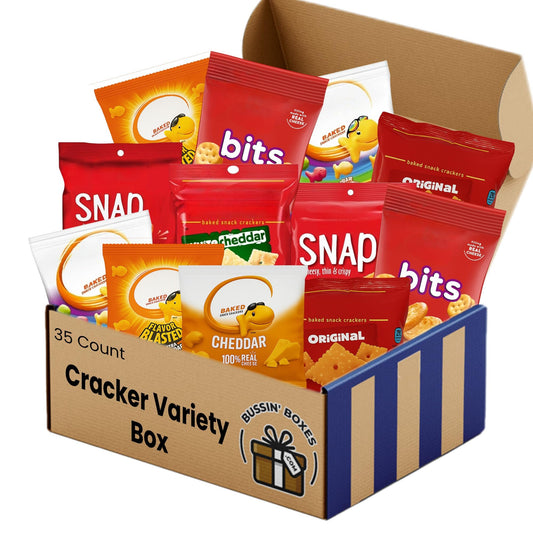 Bulk Crackers Variety Pack – Individually Wrapped Assortment of Crackers Snack Box for Adults and Kids – Shelf-Stable Office, School, Travel Snack – 40+ Count Assembled by Bussin Boxes