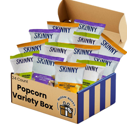 Skinny Pop Snack Pack – 24 Count Bulk Box of Individually Wrapped Popcorn Bags (0.5 oz Each) – Assembled by Bussin Boxes