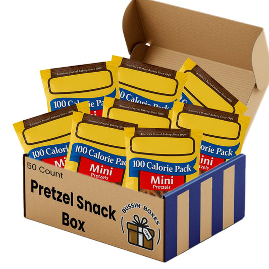 Bulk Mini Pretzels by Snyders, 100 Calorie Individual Packs, .9 oz. by Bussin Boxes (0.9 Ounce, Pack of 50)