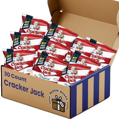 Cracker Jacks Bulk Caramel Coated Popcorn and Peanuts, 10 Count / 1.25 oz. by Bussin Boxes