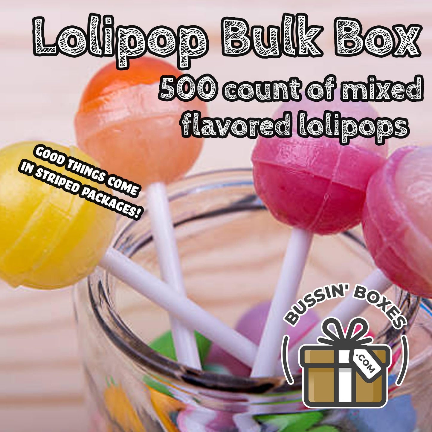 Lollipops Individually Wrapped – 500 Count Bulk Suckers Variety Pack – Assorted Mini Pops for Candy Bowls, Classrooms, Parties, and Gifting Assembled by Bussin Boxes