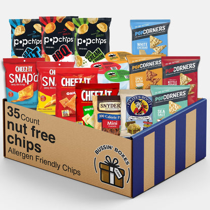 Peanut Free Chips Variety Pack with Allergy Friendly, Popcorn & Crisps by Bussin Boxes