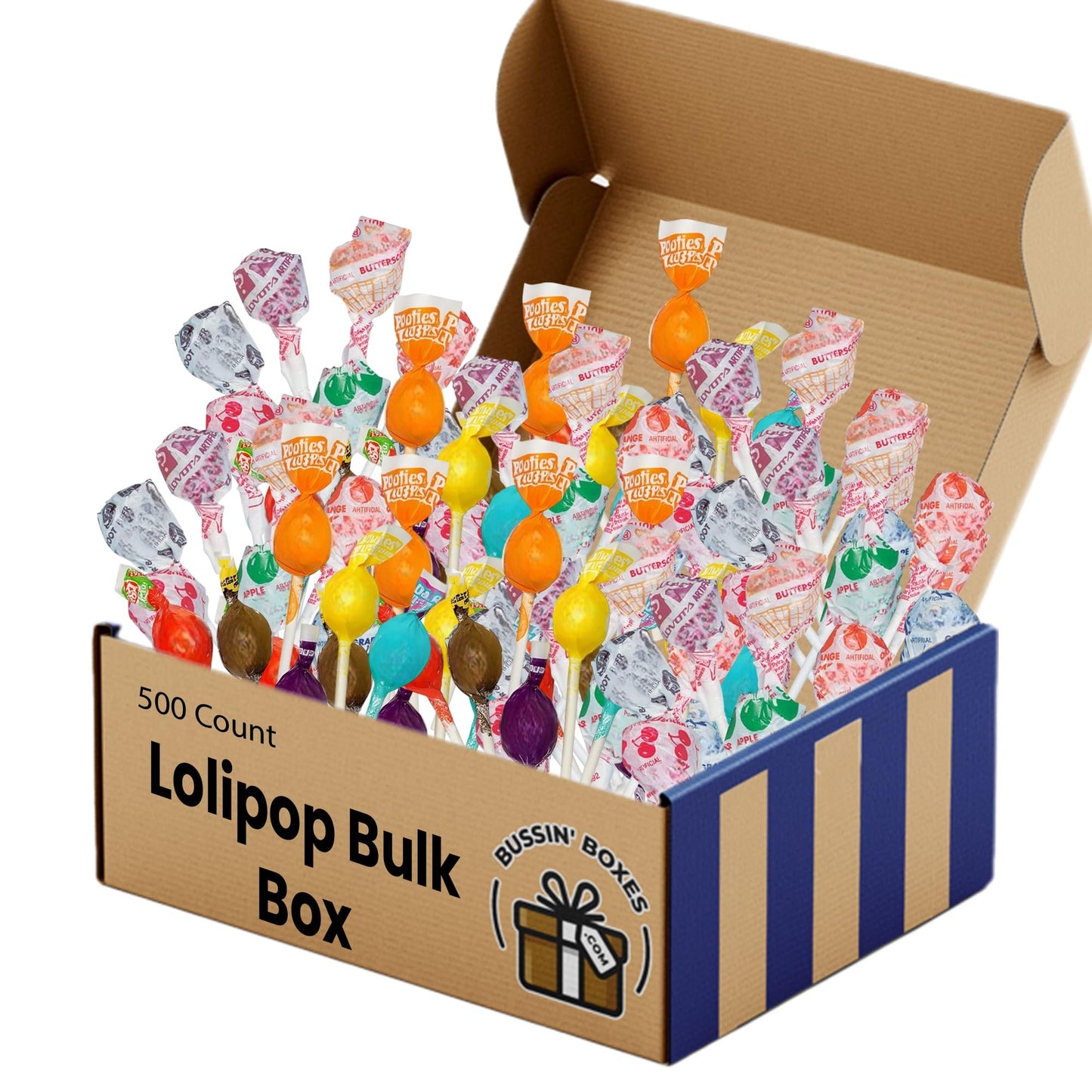 Lollipops Individually Wrapped – 500 Count Bulk Suckers Variety Pack – Assorted Mini Pops for Candy Bowls, Classrooms, Parties, and Gifting Assembled by Bussin Boxes