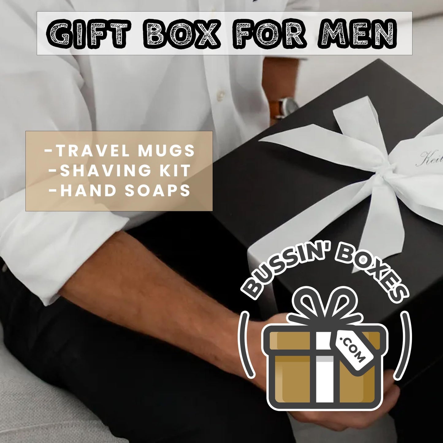 Gift Box for Men with Premium Shaving Kit, Stainless Steel Travel Mugs & Handmade Soap – Grooming & Self-Care Gift Set for Him