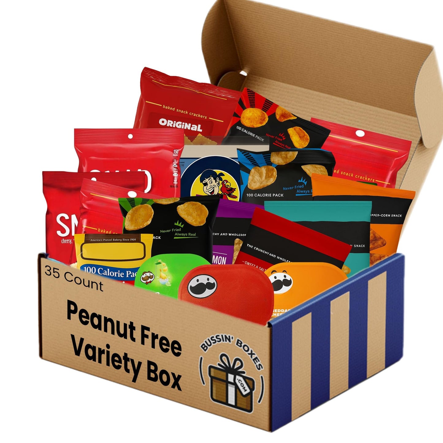 Peanut-Free Chips Variety Pack – Allergy-Friendly Assortment of Chips, Popcorn, and Crisps – 100% Nut-Free Snack Box for School, Travel, and Office – 30 Count Assembled by Bussin Boxes