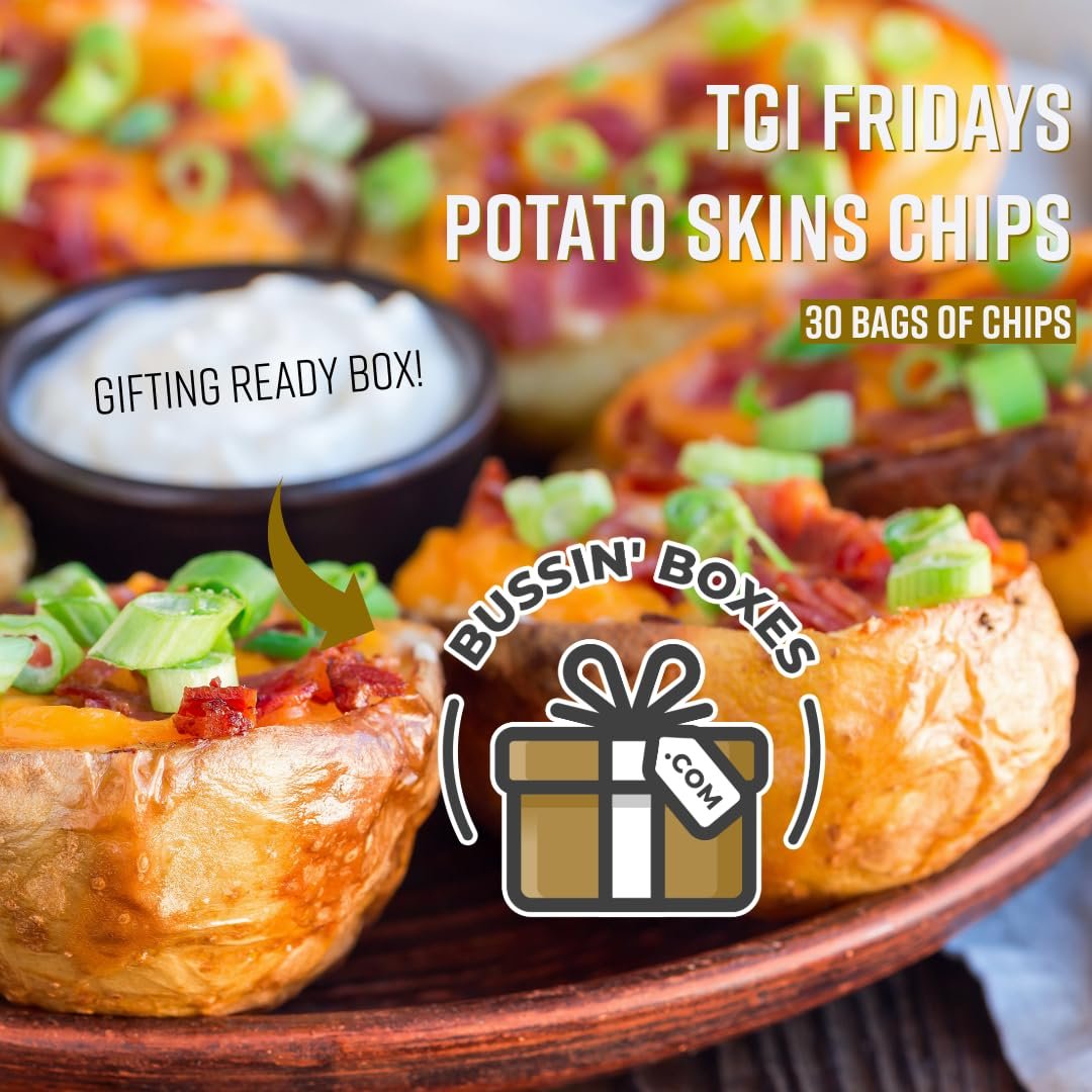 TGI Fridays Bulk Cheddar and Bacon Potato Skins Snack Chips, 1 oz. by Bussin Boxes