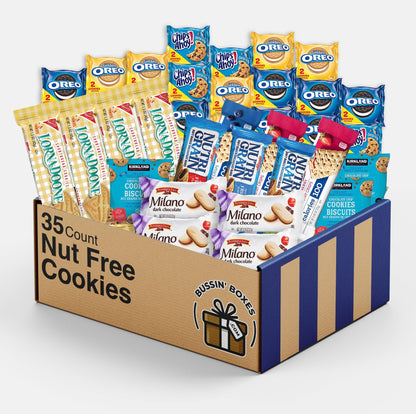 Cookie Variety Pack Snack Box – 35 Count Assortment of Individually Wrapped Cookies – Sweet Snack Box for School, Office, Travel, and Gifting Assembled by Bussin Boxes