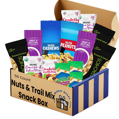 Nuts Snack Packs with Mixed Nuts and Trail Mix Healthy Snacks Variety Pack for Adults by Bussin Boxes