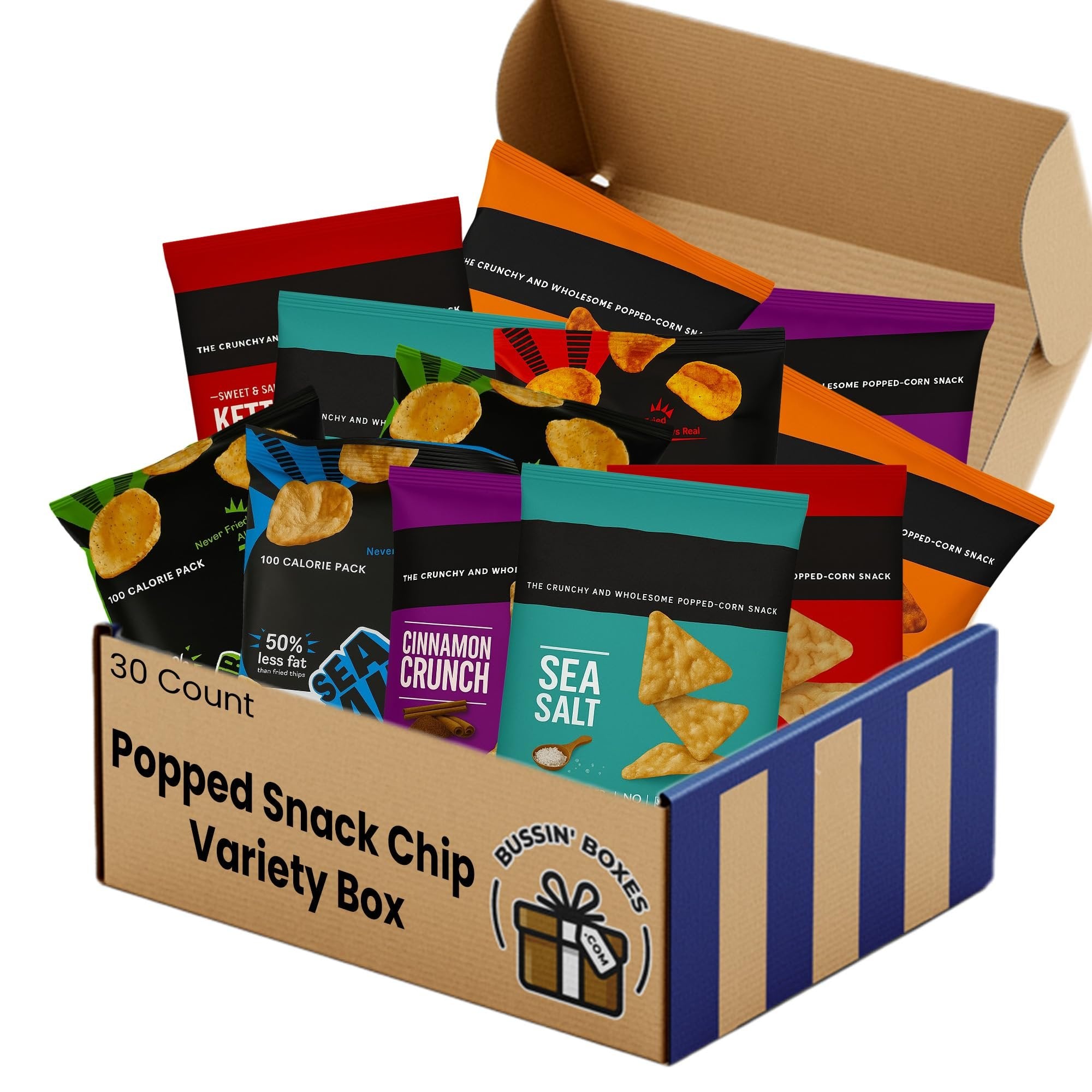 Box Raup Snack Popped Snack Variety Pack – 30 Count Snack Box with Air-Popped and Cru ...